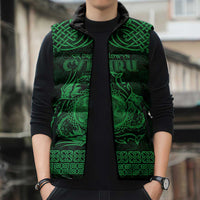 Personalized Montgomeryshire Sir Drefaldwyn Sleeveless Puffer Jacket Green Water Triskele Celtic-inspired - Wonder Print Shop