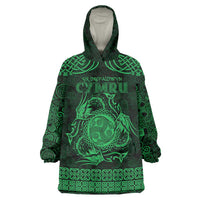 Personalized Montgomeryshire Sir Drefaldwyn Wearable Blanket Hoodie Green Water Triskele Celtic-inspired - Wonder Print Shop