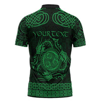 Personalized Montgomeryshire Sir Drefaldwyn Zipper Polo Shirt Green Water Triskele Celtic-inspired - Wonder Print Shop