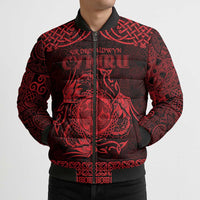Personalized Montgomeryshire Sir Drefaldwyn Bomber Puffer Jacket Red Water Triskele Celtic-inspired - Wonder Print Shop