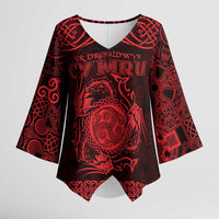 Personalized Montgomeryshire Sir Drefaldwyn Kimono Sleeve Blouse Red Water Triskele Celtic-inspired - Wonder Print Shop