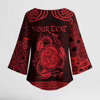 Personalized Montgomeryshire Sir Drefaldwyn Kimono Sleeve Blouse Red Water Triskele Celtic-inspired - Wonder Print Shop