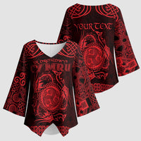 Personalized Montgomeryshire Sir Drefaldwyn Kimono Sleeve Blouse Red Water Triskele Celtic-inspired - Wonder Print Shop