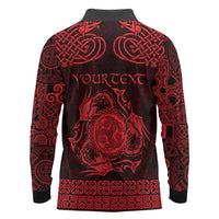 Personalized Montgomeryshire Sir Drefaldwyn Long Sleeve Polo Shirt Red Water Triskele Celtic-inspired - Wonder Print Shop