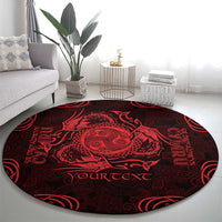 Personalized Montgomeryshire Sir Drefaldwyn Round Carpet Red Water Triskele Celtic-inspired - Wonder Print Shop