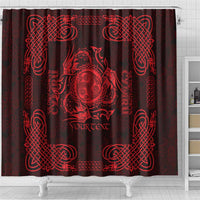 Personalized Montgomeryshire Sir Drefaldwyn Shower Curtain Red Water Triskele Celtic-inspired - Wonder Print Shop