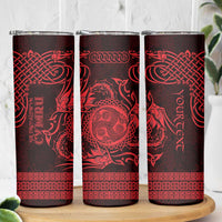 Personalized Montgomeryshire Sir Drefaldwyn Skinny Tumbler Red Water Triskele Celtic-inspired - Wonder Print Shop