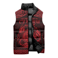 Personalized Montgomeryshire Sir Drefaldwyn Sleeveless Puffer Jacket Red Water Triskele Celtic-inspired - Wonder Print Shop