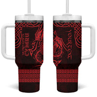 Personalized Montgomeryshire Sir Drefaldwyn Tumbler With Handle Red Water Triskele Celtic-inspired - Wonder Print Shop