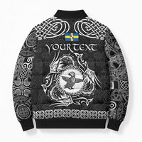 Personalized Pembrokeshire Sir Benfro Bomber Puffer Jacket Black Puffin Celtic-inspired - Wonder Print Shop