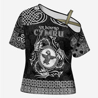 Personalized Pembrokeshire Sir Benfro Cross Shoulder Shirt Black Puffin Celtic-inspired - Wonder Print Shop