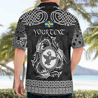 Personalized Pembrokeshire Sir Benfro Hawaiian Shirt Black Puffin Celtic-inspired - Wonder Print Shop