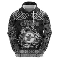 Personalized Pembrokeshire Sir Benfro Hoodie Black Puffin Celtic-inspired - Wonder Print Shop
