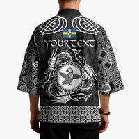 Personalized Pembrokeshire Sir Benfro Kimono Black Puffin Celtic-inspired - Wonder Print Shop