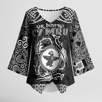 Personalized Pembrokeshire Sir Benfro Kimono Sleeve Blouse Black Puffin Celtic-inspired - Wonder Print Shop
