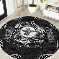 Personalized Pembrokeshire Sir Benfro Round Carpet Black Puffin Celtic-inspired - Wonder Print Shop