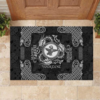 Personalized Pembrokeshire Sir Benfro Rubber Doormat Black Puffin Celtic-inspired - Wonder Print Shop