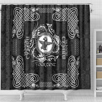 Personalized Pembrokeshire Sir Benfro Shower Curtain Black Puffin Celtic-inspired - Wonder Print Shop