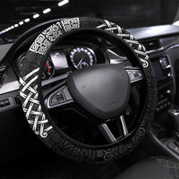 Pembrokeshire Sir Benfro Steering Wheel Cover Black Puffin Celtic-inspired - Wonder Print Shop
