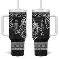 Personalized Pembrokeshire Sir Benfro Tumbler With Handle Black Puffin Celtic-inspired - Wonder Print Shop