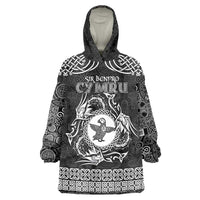 Personalized Pembrokeshire Sir Benfro Wearable Blanket Hoodie Black Puffin Celtic-inspired - Wonder Print Shop