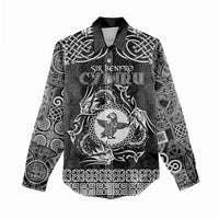 Personalized Pembrokeshire Sir Benfro Women Casual Shirt Black Puffin Celtic-inspired - Wonder Print Shop