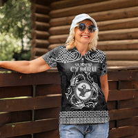 Personalized Pembrokeshire Sir Benfro Women Polo Shirt Black Puffin Celtic-inspired - Wonder Print Shop