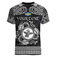 Personalized Pembrokeshire Sir Benfro Women V-Neck T-Shirt Black Puffin Celtic-inspired - Wonder Print Shop