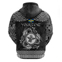 Personalized Pembrokeshire Sir Benfro Zip Hoodie Black Puffin Celtic-inspired - Wonder Print Shop