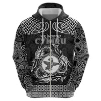 Personalized Pembrokeshire Sir Benfro Zip Hoodie Black Puffin Celtic-inspired - Wonder Print Shop