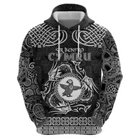 Personalized Pembrokeshire Sir Benfro Zip Hoodie Black Puffin Celtic-inspired - Wonder Print Shop