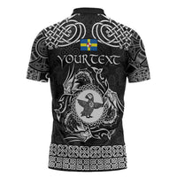 Personalized Pembrokeshire Sir Benfro Zipper Polo Shirt Black Puffin Celtic-inspired - Wonder Print Shop