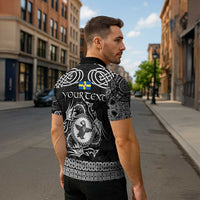 Personalized Pembrokeshire Sir Benfro Zipper Polo Shirt Black Puffin Celtic-inspired - Wonder Print Shop