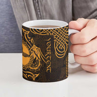 Personalized Pembrokeshire Sir Benfro Ceramic Mug Gold Puffin Celtic-inspired - Wonder Print Shop