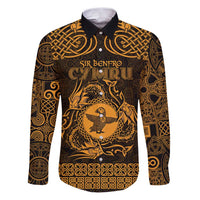 Personalized Pembrokeshire Sir Benfro Family Matching Puletasi and Hawaiian Shirt Gold Puffin Celtic-inspired - Wonder Print Shop