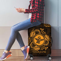 Personalized Pembrokeshire Sir Benfro Luggage Cover Gold Puffin Celtic-inspired - Wonder Print Shop