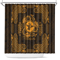 Personalized Pembrokeshire Sir Benfro Shower Curtain Gold Puffin Celtic-inspired - Wonder Print Shop