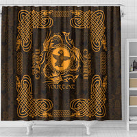 Personalized Pembrokeshire Sir Benfro Shower Curtain Gold Puffin Celtic-inspired - Wonder Print Shop