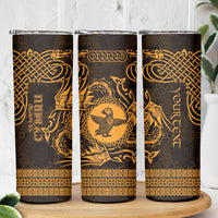 Personalized Pembrokeshire Sir Benfro Skinny Tumbler Gold Puffin Celtic-inspired - Wonder Print Shop