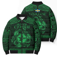 Personalized Pembrokeshire Sir Benfro Bomber Puffer Jacket Green Puffin Celtic-inspired - Wonder Print Shop