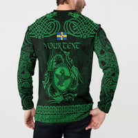 Personalized Pembrokeshire Sir Benfro Button Sweatshirt Green Puffin Celtic-inspired - Wonder Print Shop