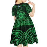 Personalized Pembrokeshire Sir Benfro Kid Short Sleeve Dress Green Puffin Celtic-inspired - Wonder Print Shop