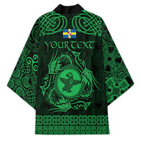 Personalized Pembrokeshire Sir Benfro Kimono Green Puffin Celtic-inspired - Wonder Print Shop