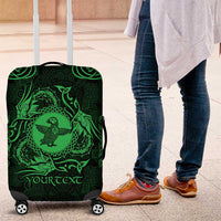 Personalized Pembrokeshire Sir Benfro Luggage Cover Green Puffin Celtic-inspired - Wonder Print Shop