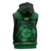 Personalized Pembrokeshire Sir Benfro Sleeveless Zip Hoodie Green Puffin Celtic-inspired - Wonder Print Shop