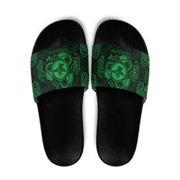 Personalized Pembrokeshire Sir Benfro Slide Sandals Green Puffin Celtic-inspired - Wonder Print Shop