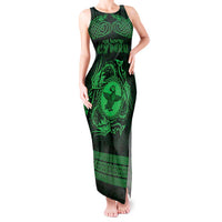 Personalized Pembrokeshire Sir Benfro Tank Maxi Dress Green Puffin Celtic-inspired - Wonder Print Shop