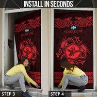 Personalized Pembrokeshire Sir Benfro Door Cover Red Puffin Celtic-inspired - Wonder Print Shop