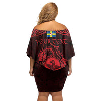Personalized Pembrokeshire Sir Benfro Off Shoulder Short Dress Red Puffin Celtic-inspired - Wonder Print Shop