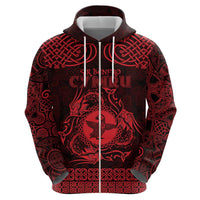 Personalized Pembrokeshire Sir Benfro Zip Hoodie Red Puffin Celtic-inspired - Wonder Print Shop